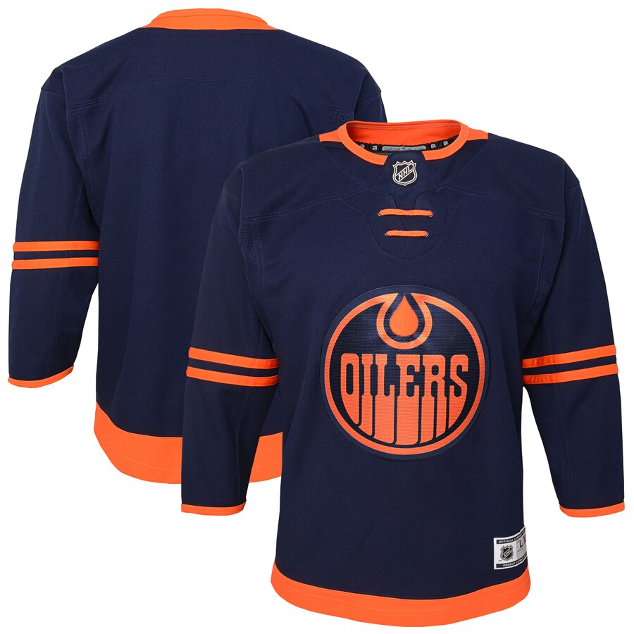 Custom Edmonton Oilers Youth Alternate Premier Navy NHL Jersey